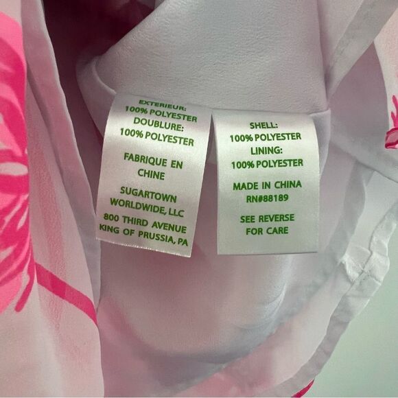 Lilly Pulitzer Olive Ruffle Tiered Top Size 8 Pink Floral Sleeveless - Picture 8 of 9